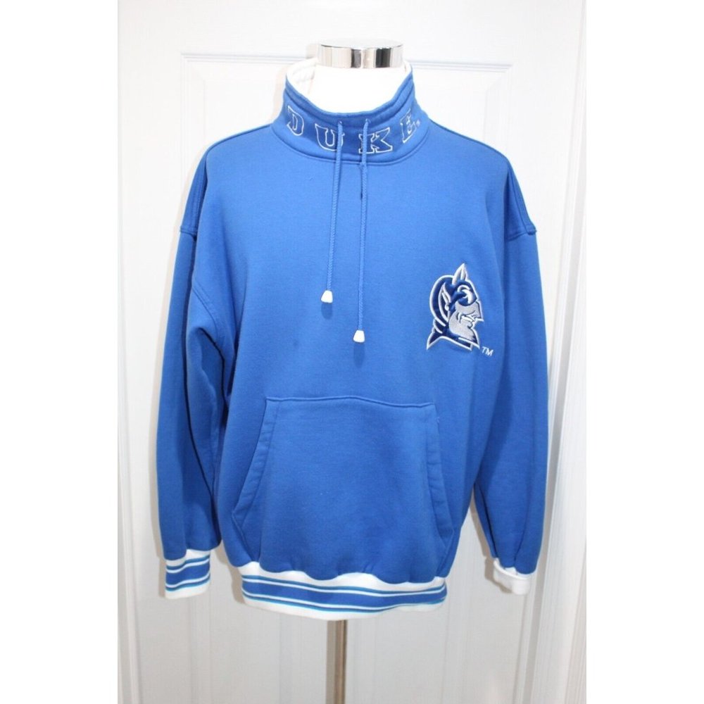 VTG 80s 90s Duke Blue Devils Basketball Pullover Mock Neck Sweatshirt Y2K Size L
